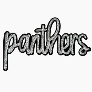 Panthers Applique Cursive Large Sequin Patch  Iron On