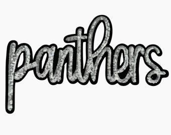Panther Applikation Cursive groß Pailletten Aufnäher zum aufbügeln