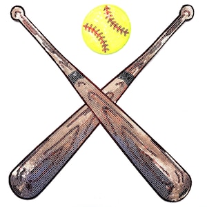 Softball Large Oversized Sequin Applique Patch Iron On