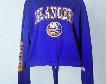 New York Islanders Patchwork abgeschnittenes Sweatshirt mit Rundhalsausschnitt und Cinch-Taille