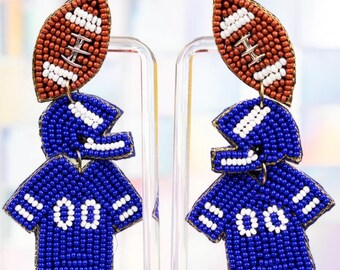 Fußballspieler Uniform Samen Perlen Ohrringe Blau