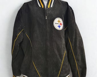 Pittsburgh Steelers Wildlederbomberjacke mit Glitzer-Applikationen