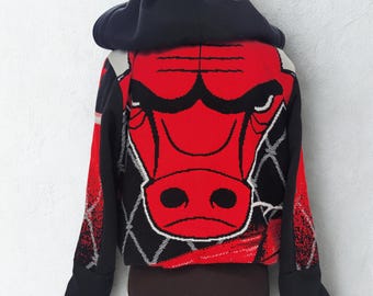 Chicago Bulls - Upcycled gewebte Bomberjacke