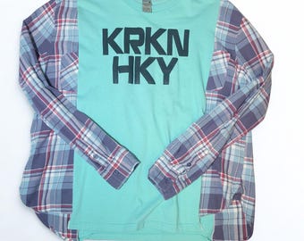 Kraken Hockey Upcycled Flanell-Ärmel-T-Shirt Setaball