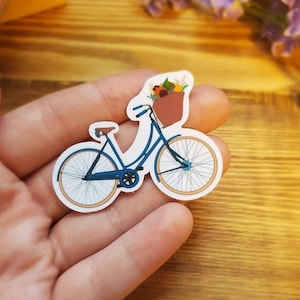 Bicycle / Flowers / Basket / Mini / Die Cut Sticker / Bike