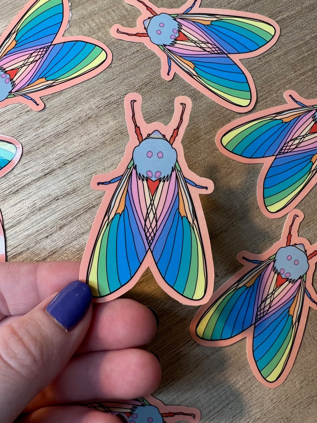 Insect Rainbow Sticker Colorful Moth Sticker: Die Cut Rainbow Bug Decal - Etsy