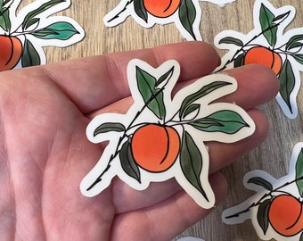 Peaches | Floral | Fauna | Peach Tree | Sticker | Die Cut | Small | Procreate | Cottage Core | Fruit | Hand Drawn | Cricut |