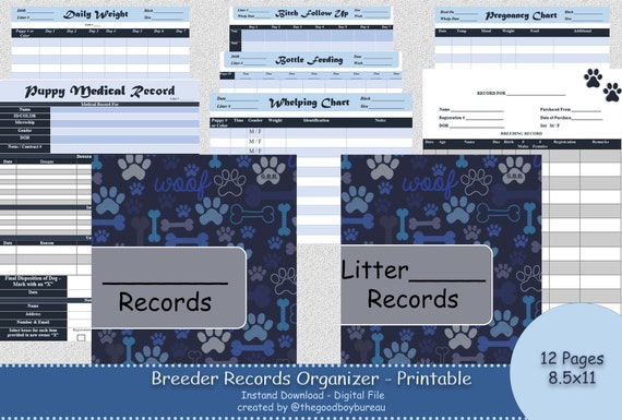 Dog Breeder Forms 12 Puppy Records Whelping | Etsy