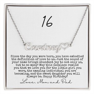 16th Birthday Gift For Daughter, 16th Birthday Girl Gifts, Sweet 16 Gift for Daughter, Birthday Gift From Mom and Dad, Meaningful Gift, XN16