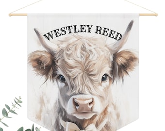 Highland Cow Nursery Decor, Farm Nursery Decor, Highland Cow Wall Art, Highland Cow Baby Name Sign, Highland Cow Nursery Decor, Baby Cow