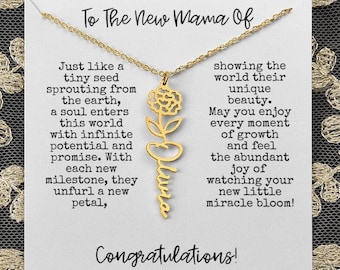 Push Present Ideas, Baby Name Necklace, Push Present Jewelry, Push Present to Best Friend, Push Gift for New Mom, New Mom Gift Ideas, FL5