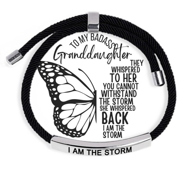 Badass Granddaughter, Sentimental gift for Granddaughter, Granddaughter Bracelet, Jewelry with Card, Butterfly, Motivational Gift CT81