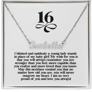 16th Birthday Gift, For Daughter, 16th bday, Name Necklace, Sixteenth birthday, for her, keepsake, sentimental, to my daughter, NN16