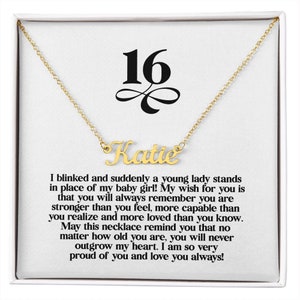16th Birthday Gift, For Daughter, 16th bday, Name Necklace, Sixteenth birthday, for her, keepsake, sentimental, to my daughter, GN16