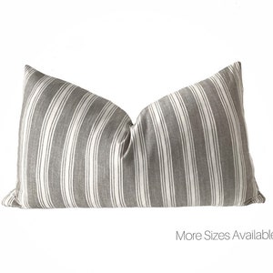 MAXIME || Grey Stripe Pillow Cover | Boho Pillow | Modern Farmhouse | Country Rustic | Marigold Interiors