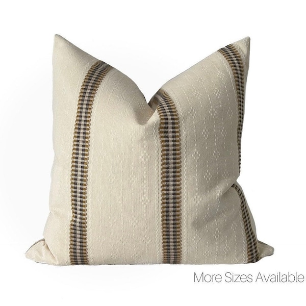 PALMA || Ivory Stripe Pillow Cover | Modern Farmhouse | Boho Pillow | Country Rustic | Marigold Interiors