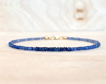 Gemstone bracelet, real blue sapphire gradient bracelet, September birthstone, 925 gold or silver bracelet