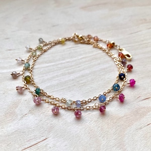Rainbow multi-stone necklace, colorful necklace handmade in precious stones multicolored grapevine necklace for women
