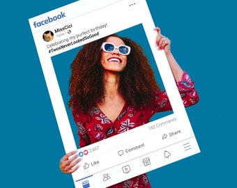 Custom Facebook Cutout Photo Frame | 24" x 36" | Social Media Party Decor | Personalized FB Business/Corporate Event Photo Booth Prop