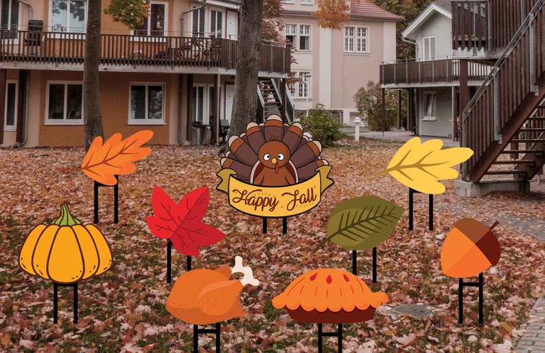 Happy Fall Yard Décor  Thanksgiving Decorations  Cutout Yard image 1