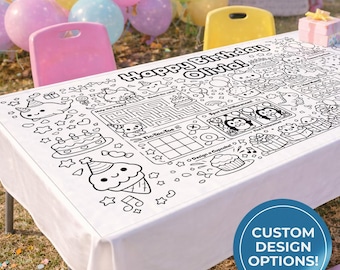 Giant Custom All-in-One Birthday Party Coloring Activity Mat for Kids Celebration Entertainment