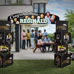 Custom Graduation Cube Tower with Arch - Personalized Party Decor Centerpiece Display