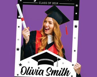 Customizable Graduation Cutout Photo Frame | 24" x 36" | Personalized Party Photo Booth Prop | Custom Grad 2024 | Printed or Digital