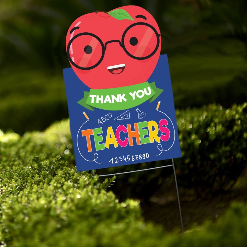 Thank You Teachers Cutout Yard Sign Quick Turnaround Etsy