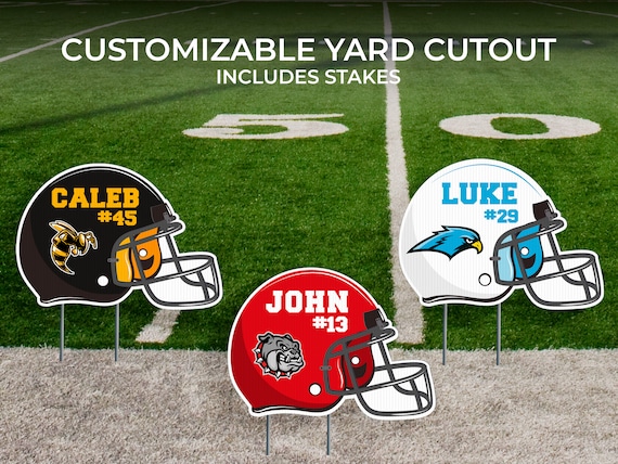 custom football helmet yard sign Personalized Football Helmet Yard Sign: Senior Graduation, Team Decor