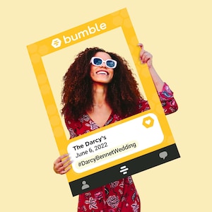 Custom Bumble Cutout Photo Frame | 24" x 36" | Wedding Party Photo Booth Prop | Personalized Engagement Party | Dating App Boom It's a Match