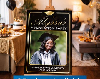Custom College Graduation Party Welcome Sign | Personalized Photo Display | University Decor