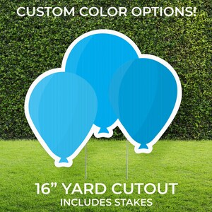 Custom Color Balloon Yard Sign 16&quot; Outdoor Balloon Cutout with Stakes – Party Lawn Decoration – Birthday, Graduation, Baby Shower Yard Decor