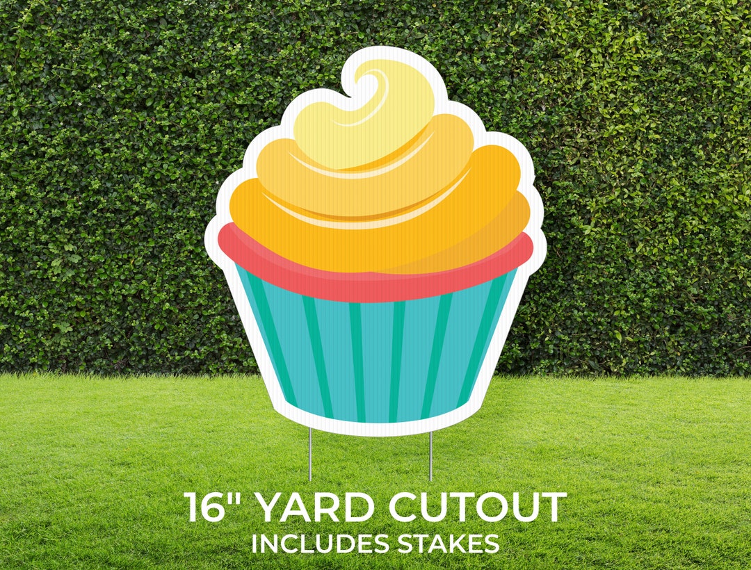 Cupcake Yard Sign Cutout Happy Birthday Yard Décor Lawn Sign Honk It's