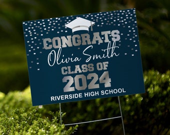 Custom Graduation Yard Sign | Double-Sided | Personalized Congrats Grad | Customizable Graduation 2024 Multiple Colors | 24"x 18"