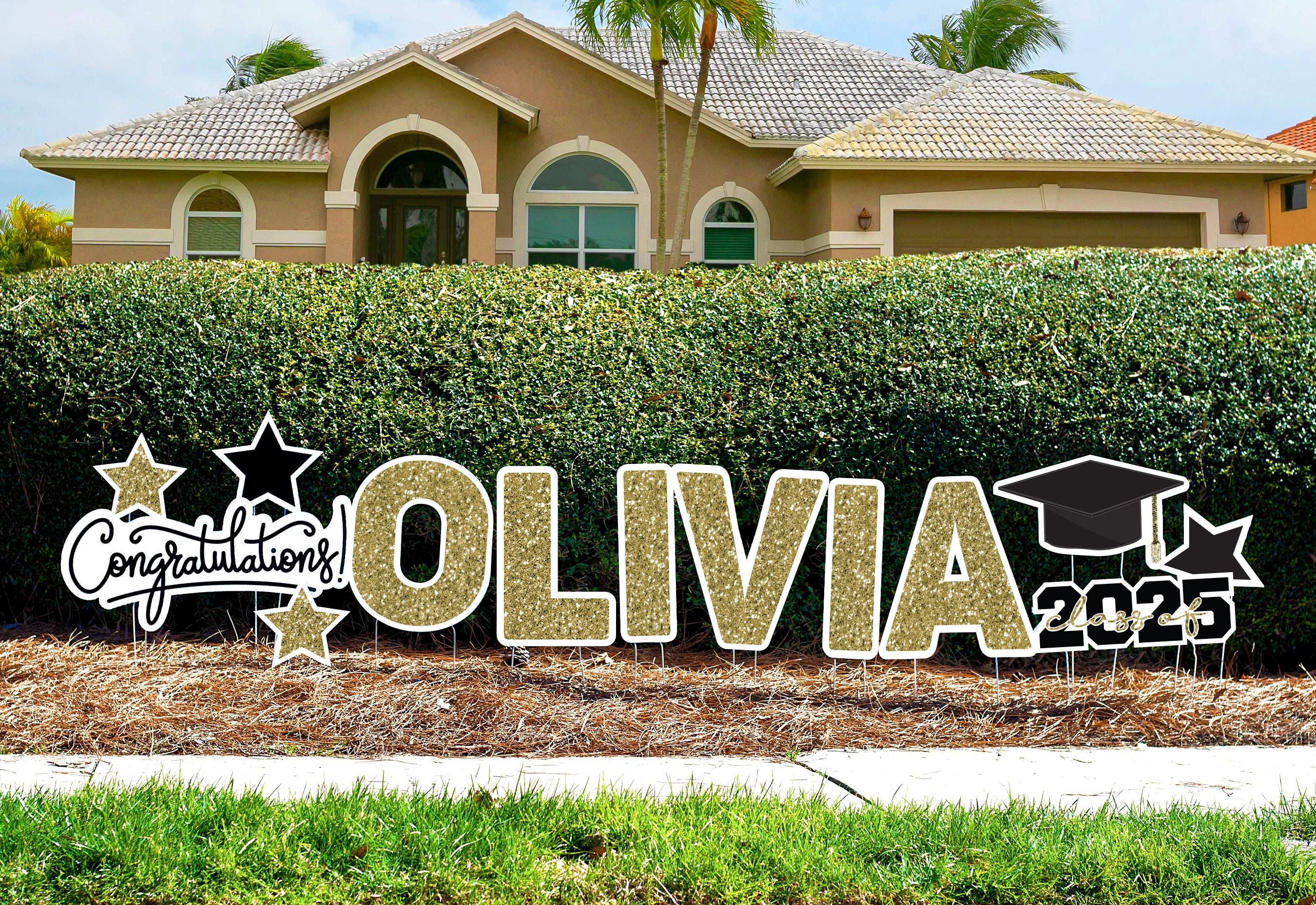 2025 Personalized Graduation Yard Sign Cutouts: 17" Congratulations Lawn Letters with Stakes for Celebrations, Parties, Gatherings and More!