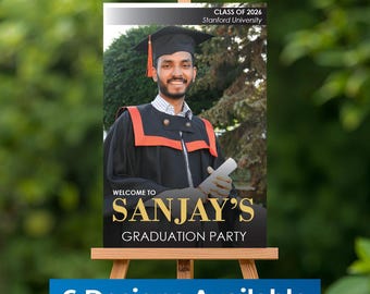 Custom College Graduation Party Welcome Sign | Personalized Photo Display University Celebration Decor