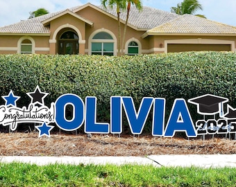 2025 Custom Graduation Yard Sign Cutouts | Congratulations 2025 Grads Yard Décor | Personalized Yard Letters | 17&quot; Lawn Letters with Stakes