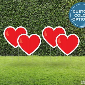 Custom Heart Yard Cutouts | Party Lawn Sign Decor | Personalized Yard Card Set | Glitter Heart | Yard Stakes Included