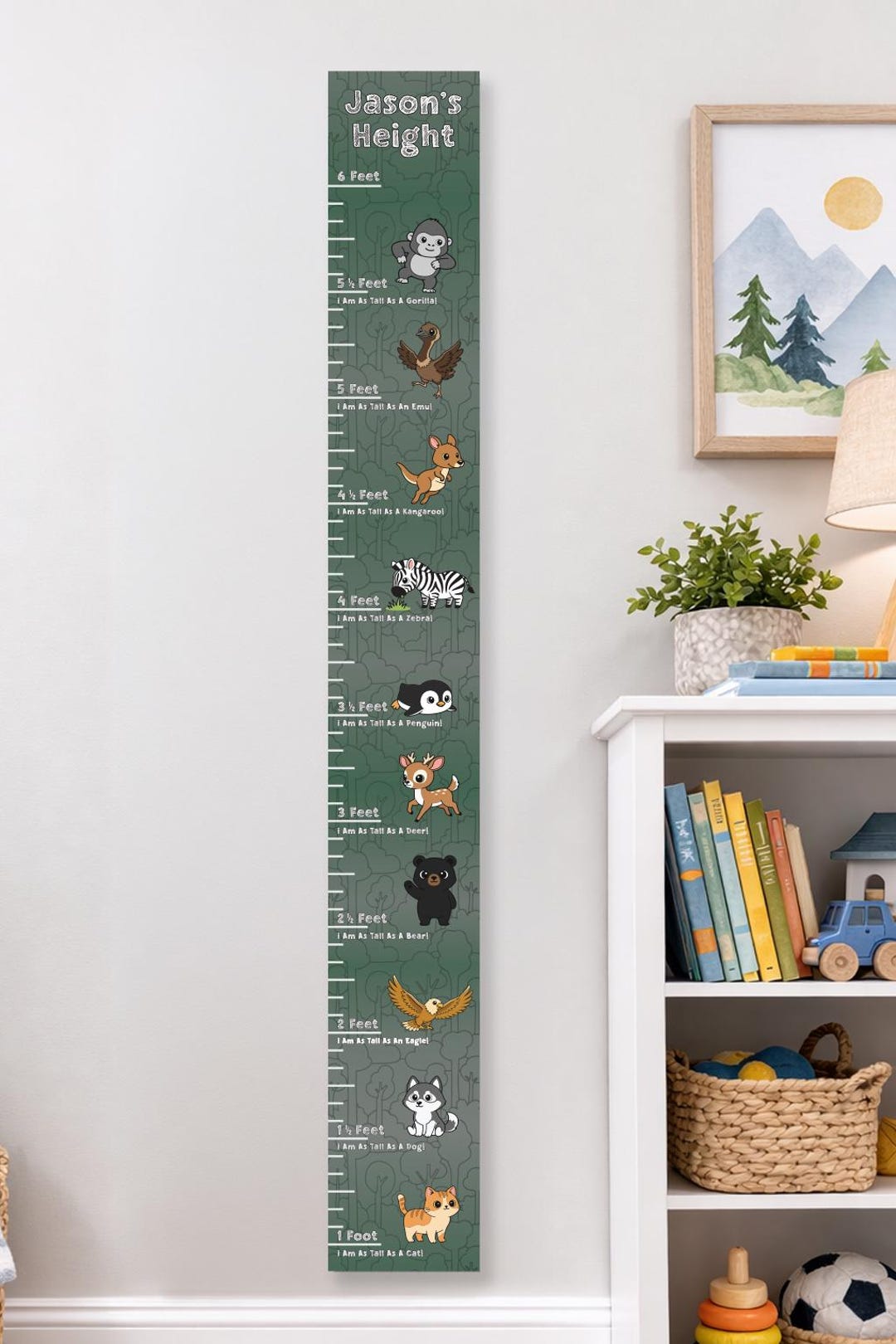 Forest Ruler Personalized Kids Woodland Animals Height Chart Wall Ruler Nursery ...