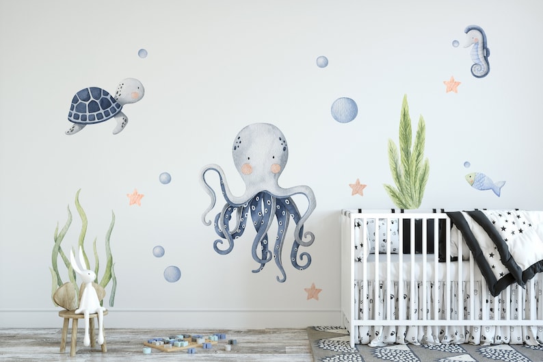 Reusable Fabric Wall Decal Under the Sea Nursery Wall Etsy
