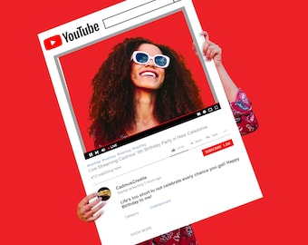 Custom Youtube Cutout Photo Frame | 24" x 36" | Party Photo Booth Prop | Personalized Corporate Event Frame Influencer Party