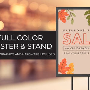 60&quot; Floor Standing Poster Stand: Double-Sided 22x28&quot; PVC Graphics