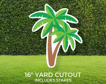 Palm Tree Yard Sign Cutout | Tropical Beach Décor | Personalized Lawn Party | Build Your Own Yard Cutout Set | Customizable | Includes Stake