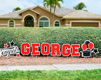 Custom Graduation Yard Sign Cutouts | Congratulations 2024 Grads Yard Décor | Personalized Yard Letters | 17&quot; Lawn Letters with Stakes