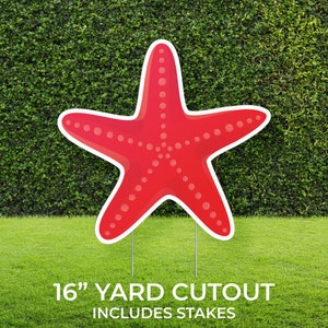 Starfish Yard Sign Cutout | Summer Under The Sea Lawn Party Décor | Build Your Own Yard Cutout Set Customizable | Includes Stakes