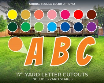 Custom Letter Yard Sign Cutouts | Party/Event Yard Décor | Personalized Yard Letters | 17" Lawn Letters with Stakes