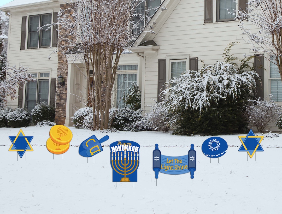 7 Piece Outdoor Hanukkah Décor Happy Hanukkah Yard Etsy