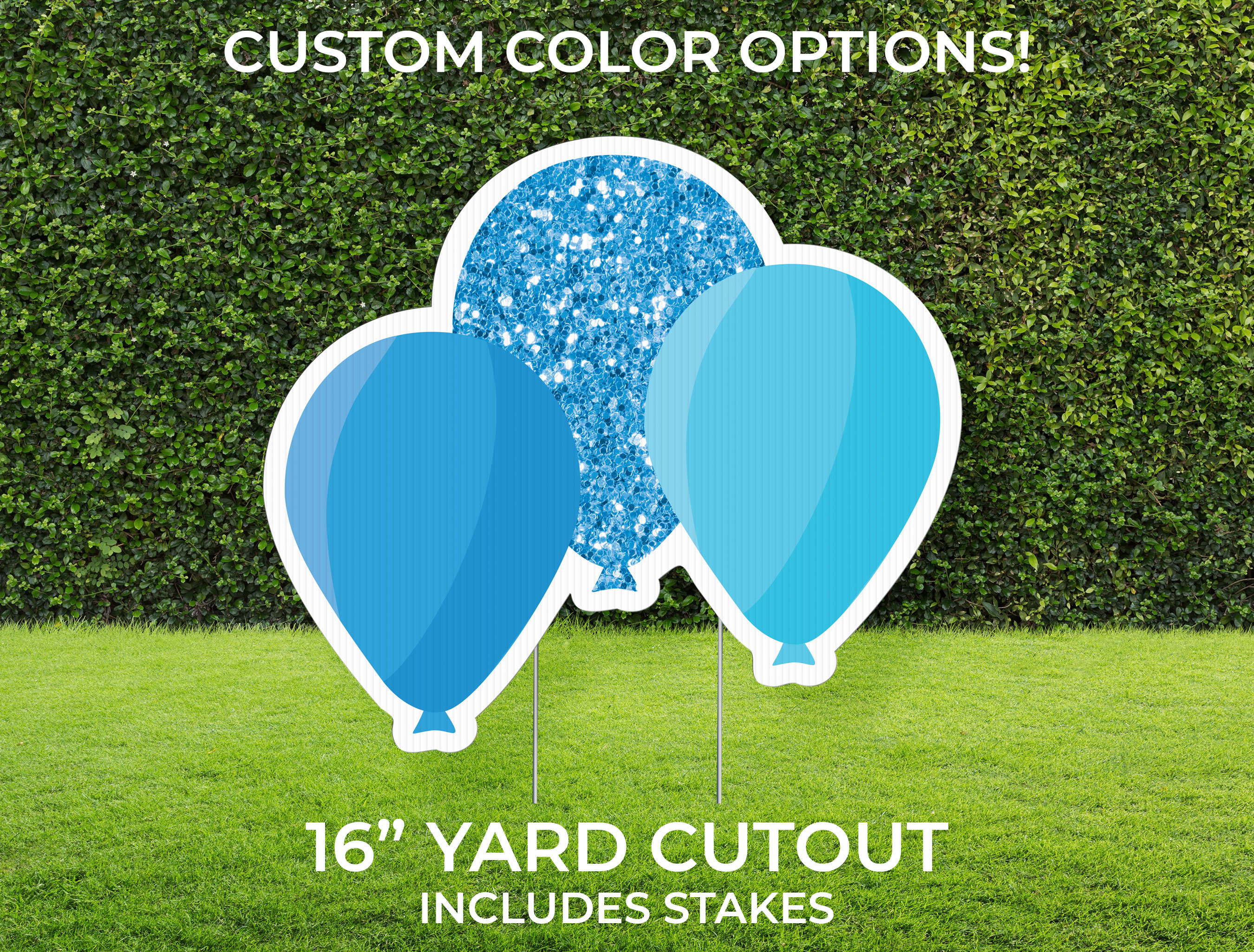 SIMULATED Glitter Balloon Yard Sign: Custom Party Decor With Stakes - Etsy