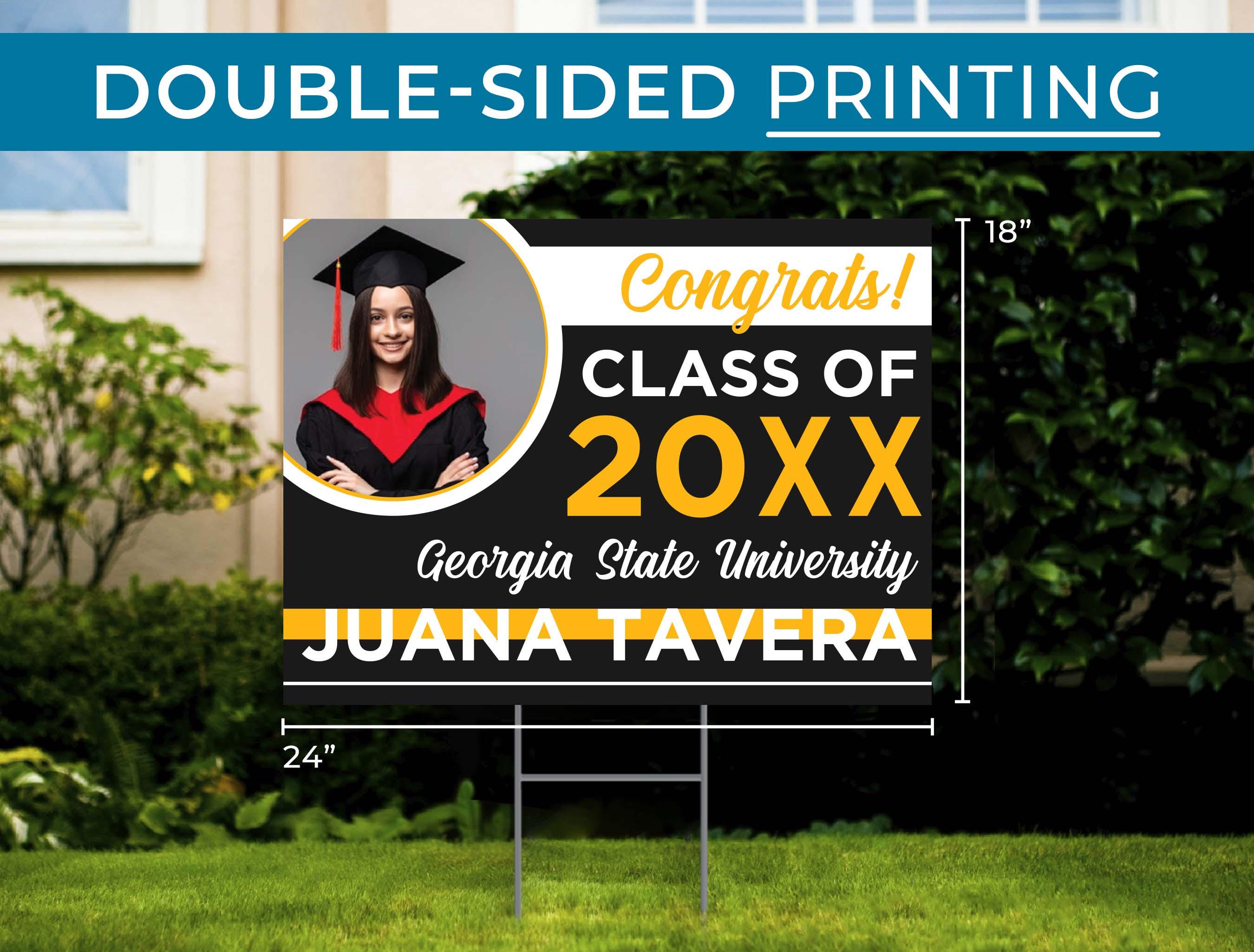 Graduation Photo Both Sign Custom Graduation Yard Sign With Photo - Double Sided 24