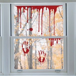 Spooky Bloody Handprint Window Decals - Removable Halloween Glass Stickers for Haunted Home Decor